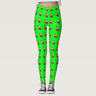 Weihnachts-Pug-Leggings Grün Leggings