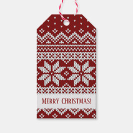 Weihnachts-Pullover rot-weiß gestrickt Geschenkanhänger