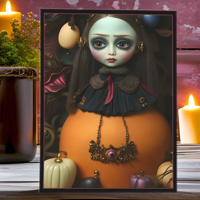 Weihnachts-Puppe Surreal Gothic Feiertagskarte (Cute & creepy Halloween gothic doll surreal art greeting card)