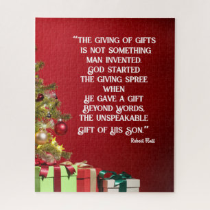 Weihnachts-Puzzle das erste Geschenk gegeben