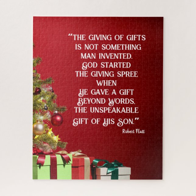 Weihnachts-Puzzle das erste Geschenk gegeben (Vertikal)