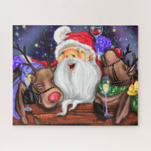 Weihnachts-Puzzle-Geschenk Weihnachtsmann und Rent