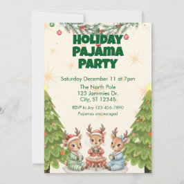 Weihnachts-Pyjama-Party, Rentiere und Kakao Einladung