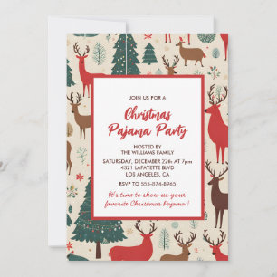 Weihnachts-Pyjama-Party-Schlaf-Whimsical-Hirsche Einladung