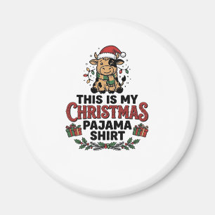 Weihnachts-Pyjama-Shirt Süße Kuh Feiertags-Design_ Magnet