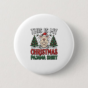 Weihnachts-Pyjama-Shirt Süßes Schwein Holiday-Vekt Button