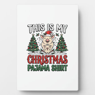 Weihnachts-Pyjama-Shirt Süßes Schwein Holiday-Vekt Fotoplatte