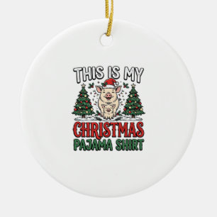 Weihnachts-Pyjama-Shirt Süßes Schwein Holiday-Vekt Keramik Ornament