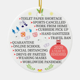 Weihnachts-Quarantäne, 2020 im Jahr zur Erinnerung Keramik Ornament