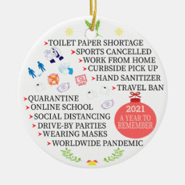 Weihnachts-Quarantäne, 2021 im Jahr zur Erinnerung Keramik Ornament