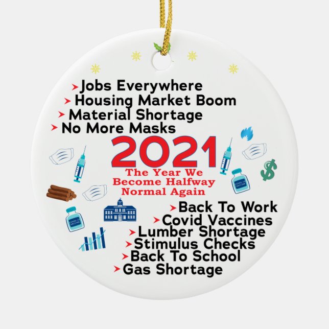 Weihnachts-Quarantäne, 2021 im Jahr zur Erinnerung Keramik Ornament (Vorne)