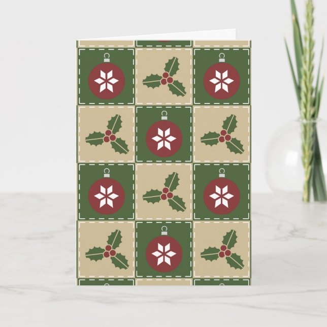 Weihnachts-Quilt-Grußkarte Feiertagskarte (Vorderseite)