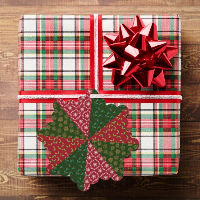 Weihnachts-Quilt-Stil Holly-Schneeflocken Ornament Karte (Insitu (Geschenk))