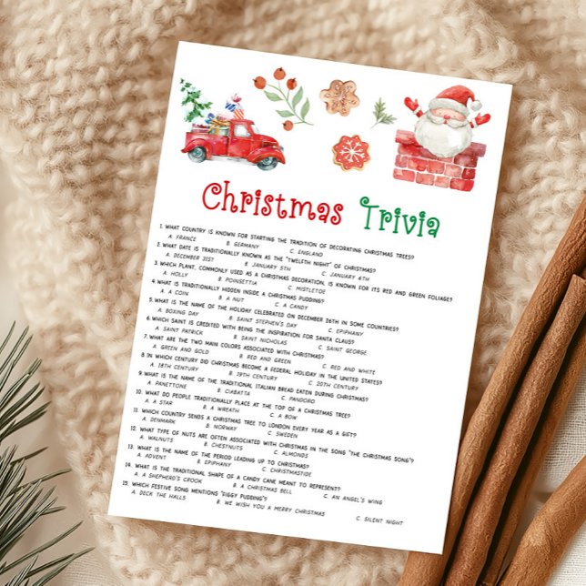 Weihnachts-Quiz-Spiel Feiertagskarte (Santa Christmas Party Game)