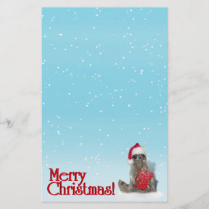 Weihnachts Raccoon mit Gegenwart Briefpapier
