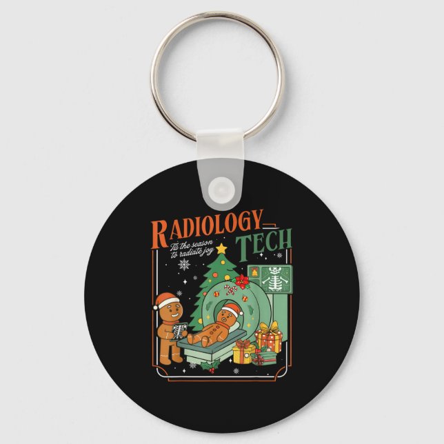 Weihnachts-Radiologie-Techniker Lustiger Gingerbre Schlüsselanhänger (Vorderseite)