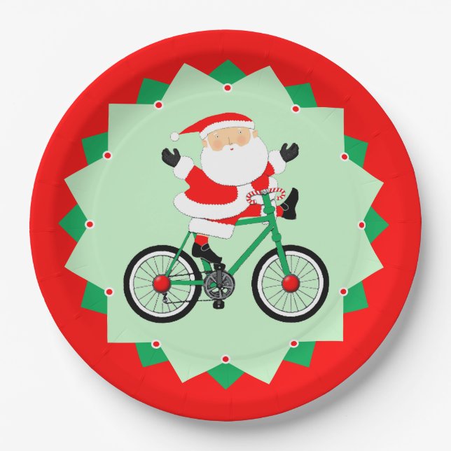 Weihnachts-Radtour-Fest Radparty Pappteller (Vorderseite)