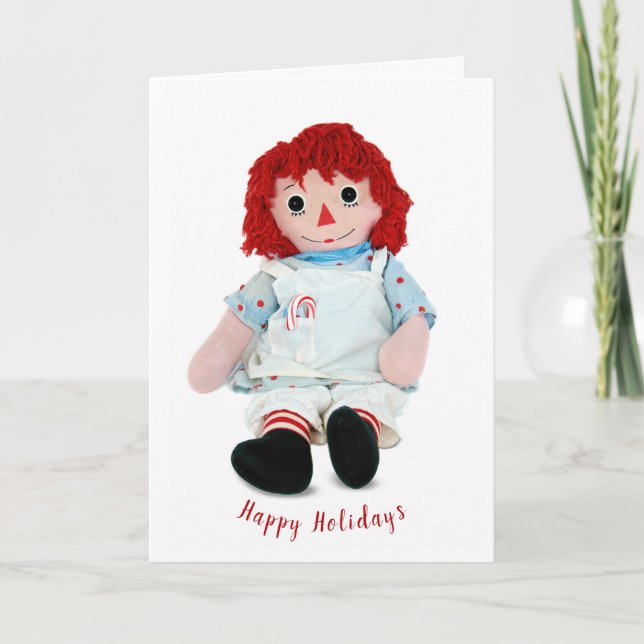 Weihnachts-Rag-Puppe mit Zuckerrohr Karte (Vorderseite)