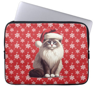 Weihnachts-Ragdoll-Katze, Weihnachts-Weihnachtsman Laptopschutzhülle