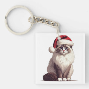 Weihnachts-Ragdoll-Katze, Weihnachts-Weihnachtsman Schlüsselanhänger