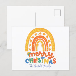 Weihnachts-Rainbow-Familie Frohe Weihnachts-Postka Postkarte