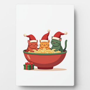 Weihnachts-Ramen-Katze-Santa-Anime-Miau-Kitty-Miau Fotoplatte