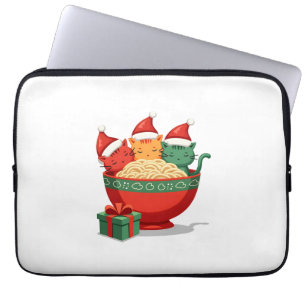 Weihnachts-Ramen-Katze Santa Anime Miauen Kitty Mi Laptopschutzhülle
