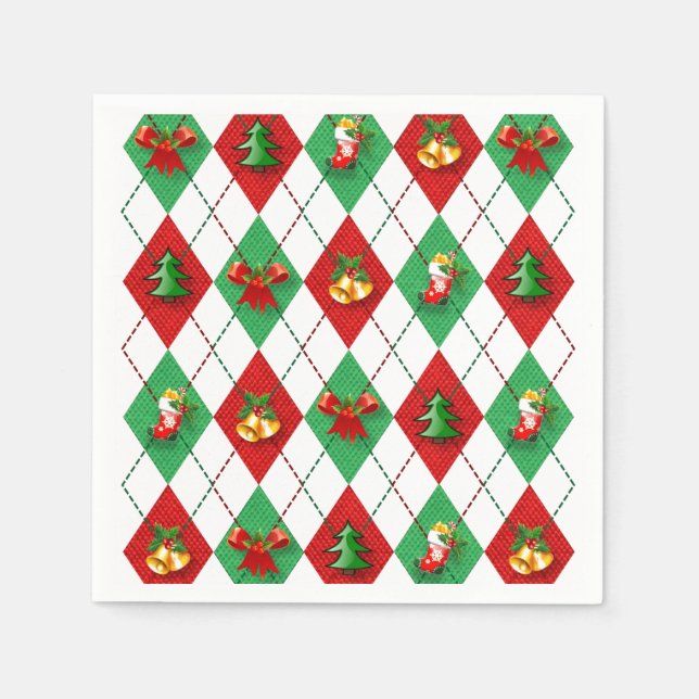 Weihnachts-Raute dekoriert Serviette (Vorderseite)