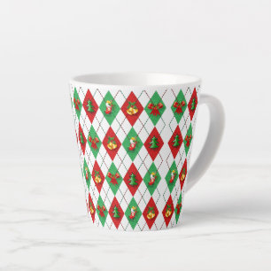 Weihnachts-Raute Muster Retro-Urlaub Milchtasse