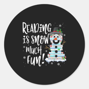 Weihnachts Reading T-Shirt Snowman T-Shirt Buch Lo Runder Aufkleber