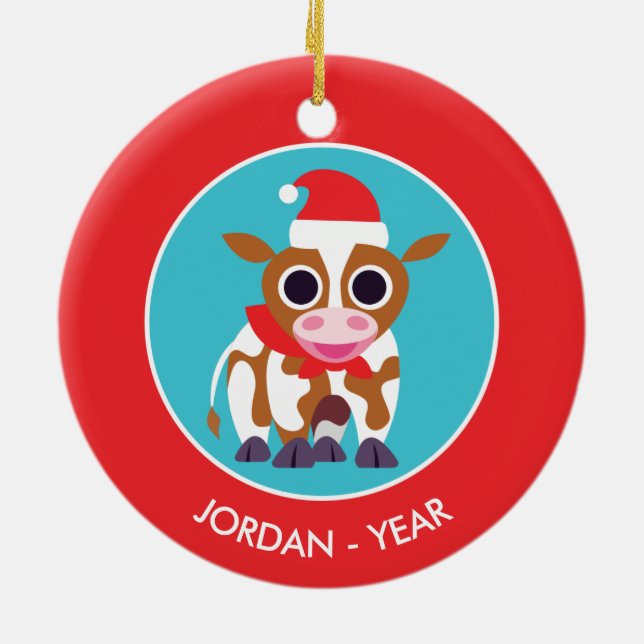 Weihnachts-Reba der Kuh Keramik Ornament (Hinten)