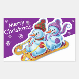 Weihnachts rechteckige Aufkleber Snowmen Schneespo