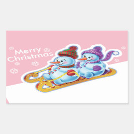 Weihnachts rechteckige Aufkleber Snowmen Schneespo