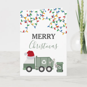 Weihnachts-Recycling-Müllwagen-Santa-Hut Feiertagskarte
