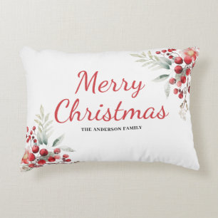 Weihnachts Red Berry Floral Botanischer Name Dekokissen