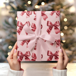 Weihnachts Red Bow auf rosa Hintergrund Geschenkpapier
