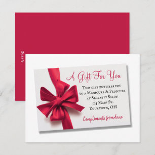 Weihnachts Red Bow Geschenkkarte Feiertagskarte