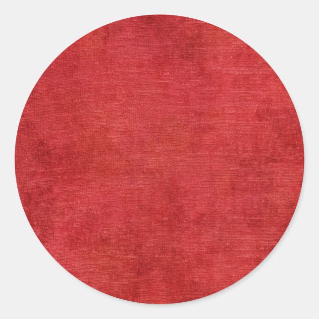 Weihnachts Red Chenille Fabric Texture Runder Aufkleber (Vorderseite)