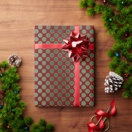 Weihnachts Red Green Gold Dots Geschenkpapier