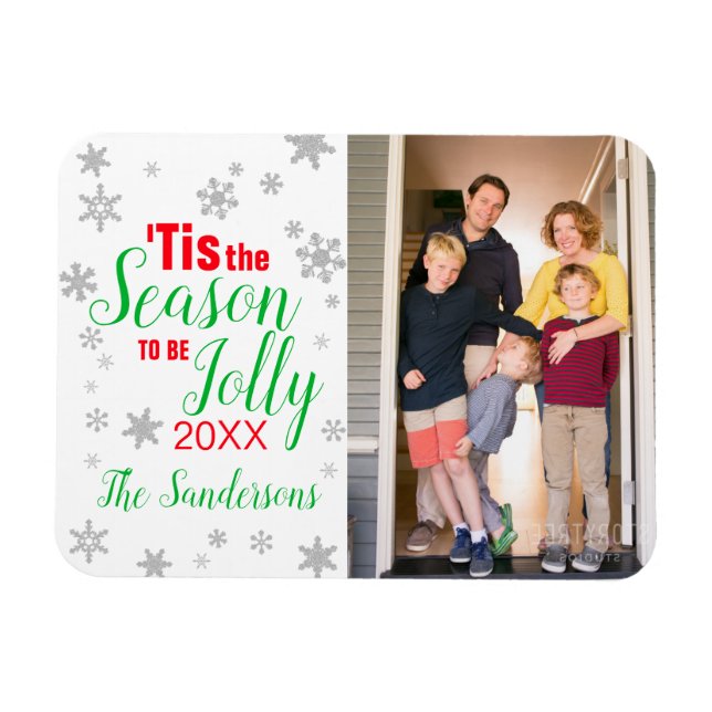 Weihnachts Red Green Tes The Season Snowflake Magnet (Horizontal)