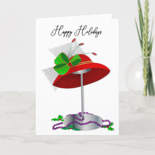 Weihnachts Red Hat Ladys Hut Lila Perlen Feiertagskarte