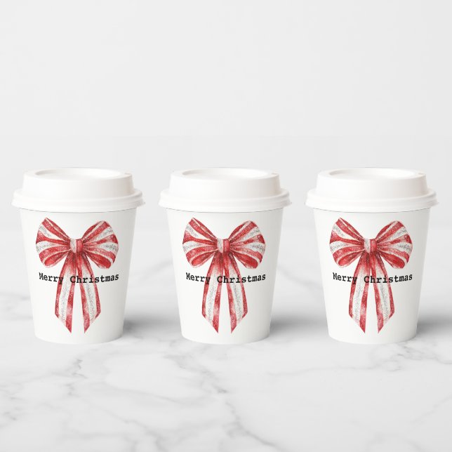 Weihnachts Red Peppermint White Bows Pappbecher (Multi)