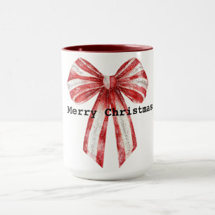 Weihnachts Red Peppermint White Bows Tasse