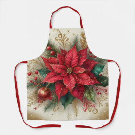 Weihnachts Red Poinsettia All-over Print-Schürze Schürze
