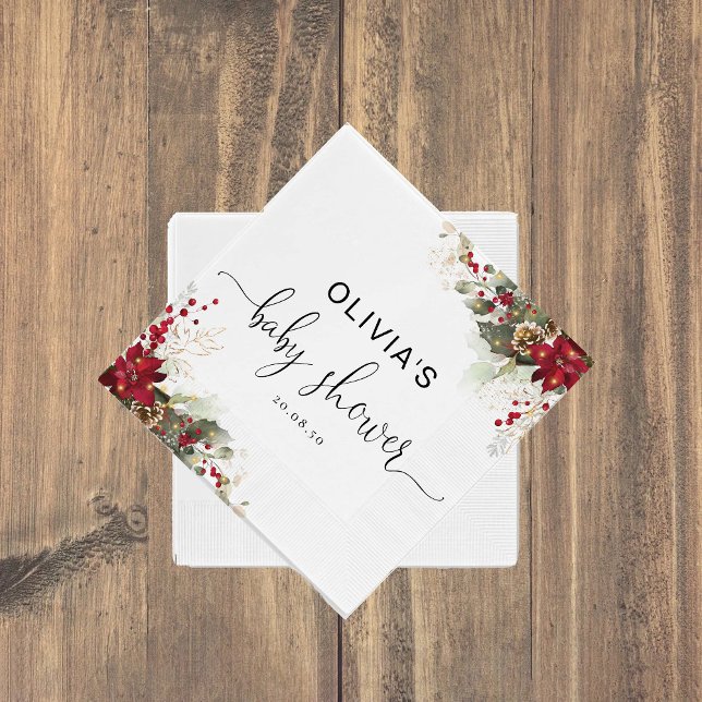 Weihnachts Red Poinsettia Baby Shooting Paper Napk Serviette (Von Creator hochgeladen)