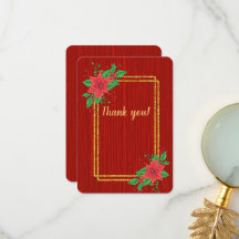 Weihnachts Red Poinsettia Gold Frame Wedding