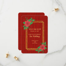 Weihnachts Red Poinsettia Gold Frame Wedding