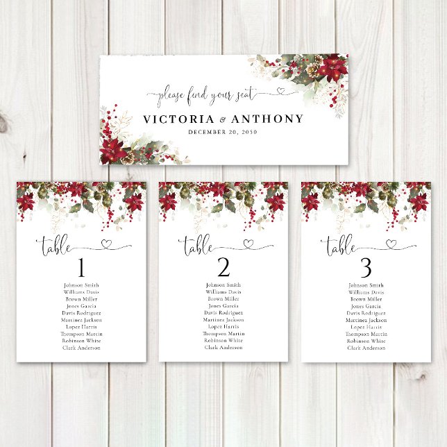 Weihnachts Red Poinsettia Wedding Head Table Sign (Von Creator hochgeladen)