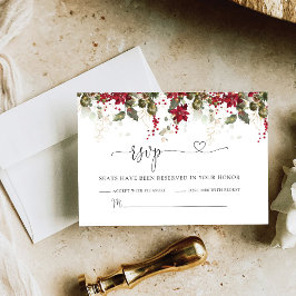 Weihnachts Red Poinsettia Wedding RSVP Card