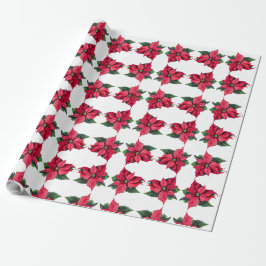 Weihnachts Red Poinsettias Blumenmuster Geschenkpapier